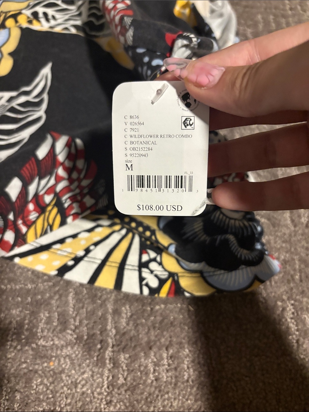FP Movement by Free People Multicolor Floral Crop Top - Black, Yellow & Red - Picture 2 of 3